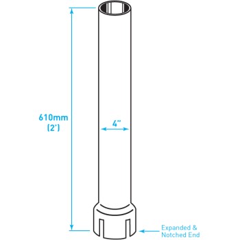 Exhaust Chrome Stack / Straight / Expanded Notched End / 4" x 24"